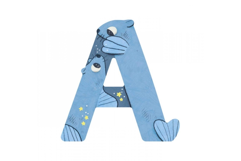 Lletra A blava fusta Moulin Roty