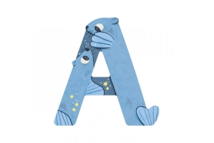 Lletra A blava fusta Moulin Roty