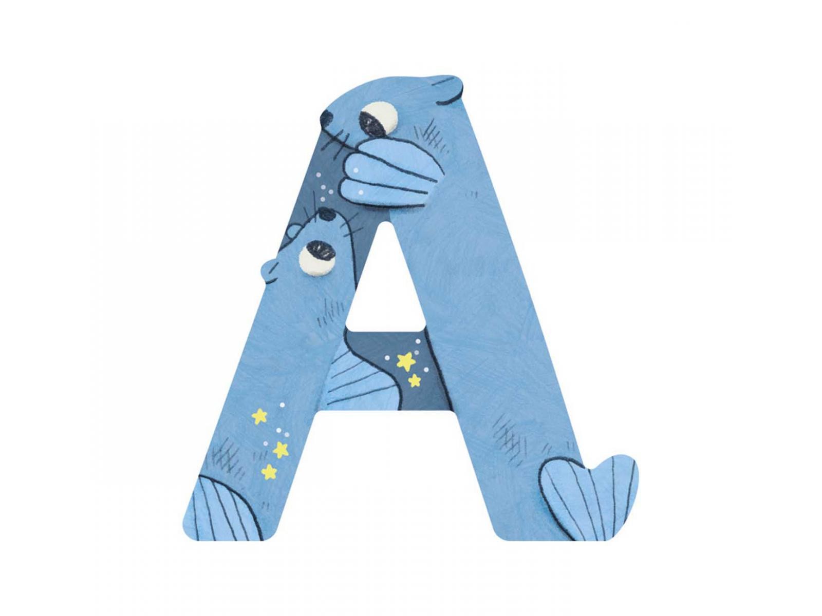 Lletra A blava fusta Moulin Roty