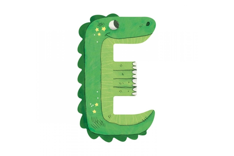 Lletra E verda fusta Moulin Roty