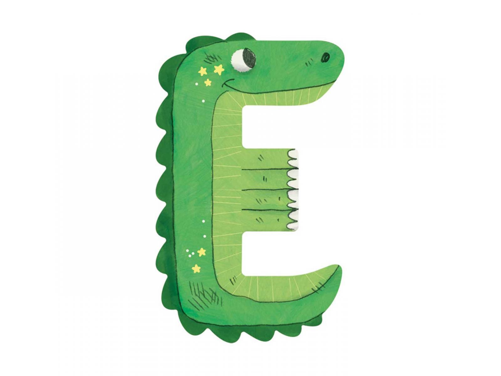 Letra E verde de madera Moulin Roty