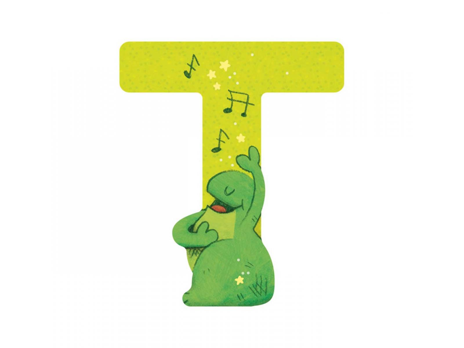 LETRA T VERDE DE MADERA MOULIN ROTY