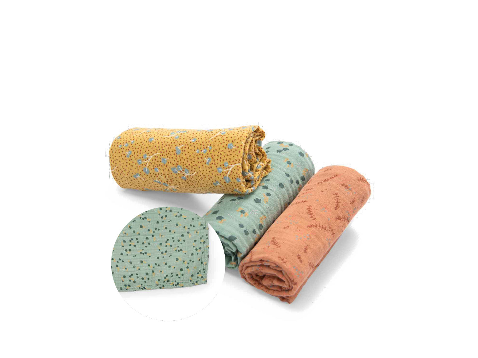 Set de 3 mussolinas de algodón orgánico