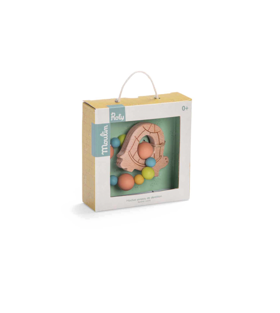 Sonajero mordedor madera/silicona tortuga Trois petits