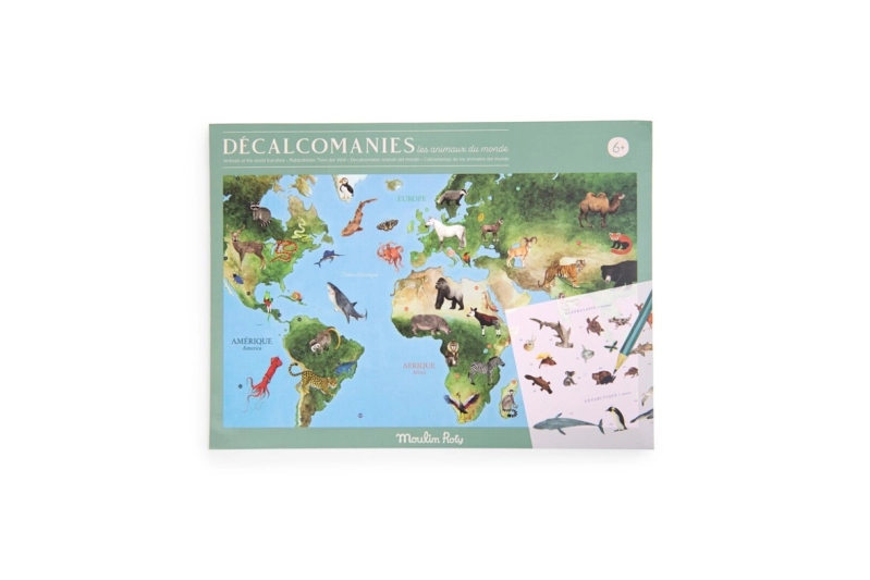 Mapamundi de Calcomanías Animales del Mundo