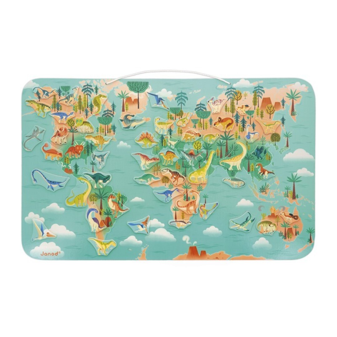 Mapa del mundo de dinosaurios magmético