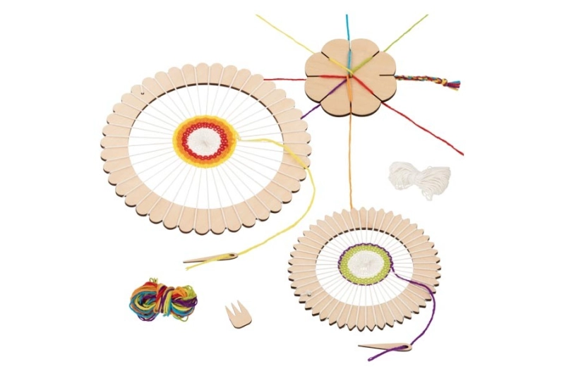 TELAR REDONDO Y FLOR PARA TEJER EN MADERA