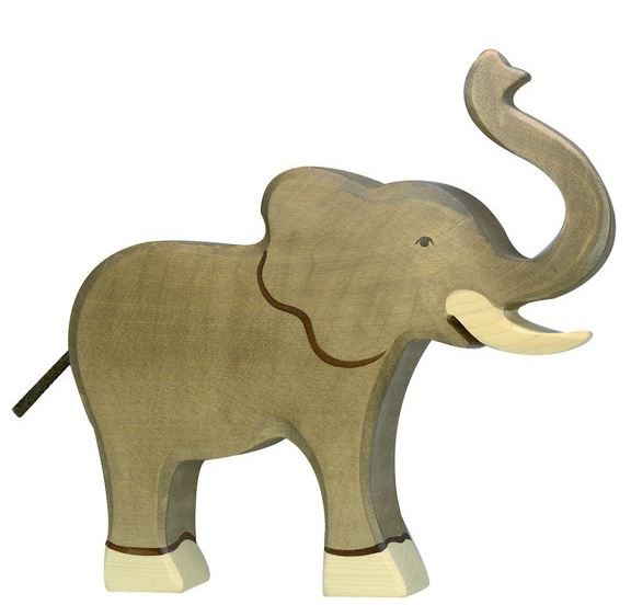 Elefante trompa levantada grande Holztiger