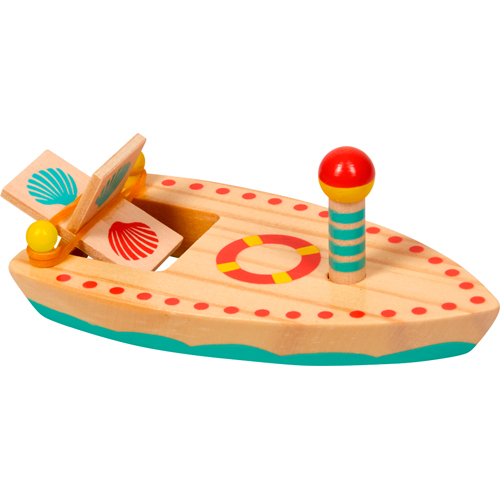 Barco de madera motor con gomas