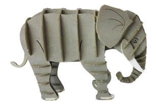 Elefante gris 3D de cartón