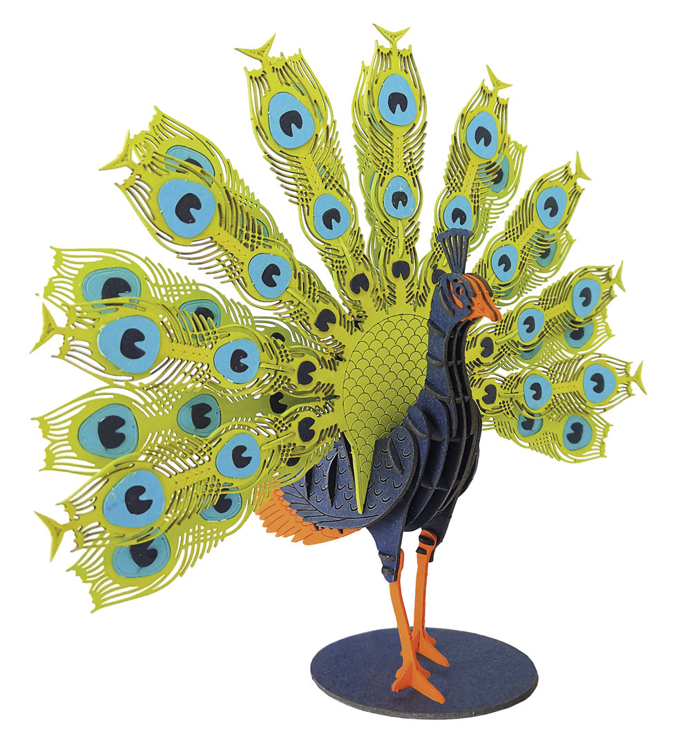 Pavo Real 3D de cartón