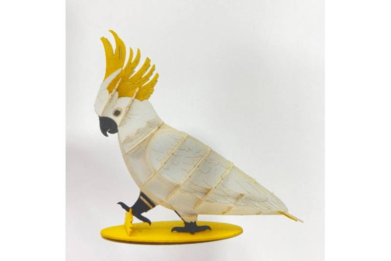 Cacatúa 3D de cartón