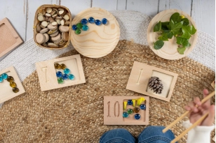 Pack de tablas de números. 10 fichas de madera con numeros del 1 al 10