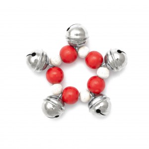 Pulsera con cascabeles de Rohema roja y blanca