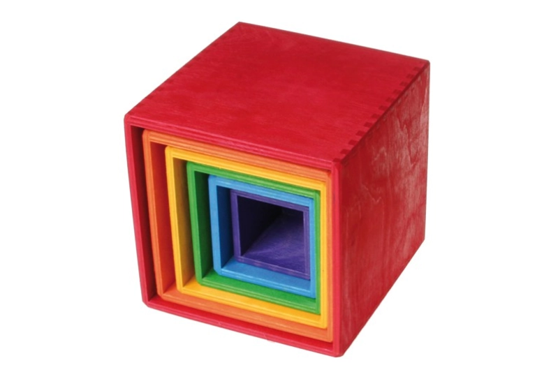Cubos apilables de madera arco iris