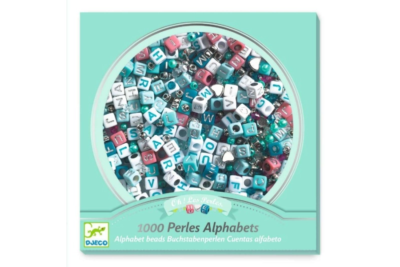Perles d'alfabet amb elements platejats