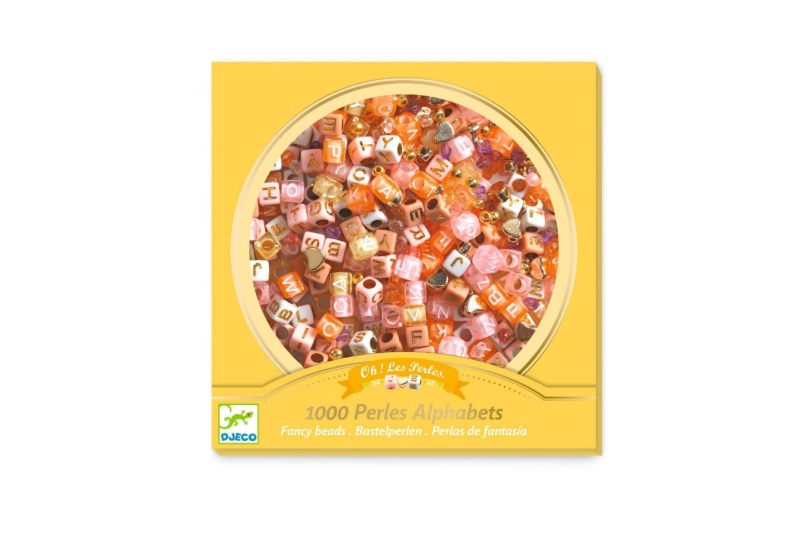 Perles d'alfabet amb elements daurats