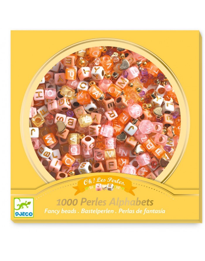 Perles d'alfabet amb elements daurats