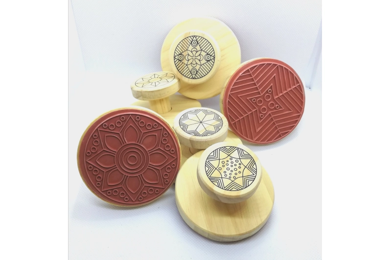 6 sellos de madera Mandala