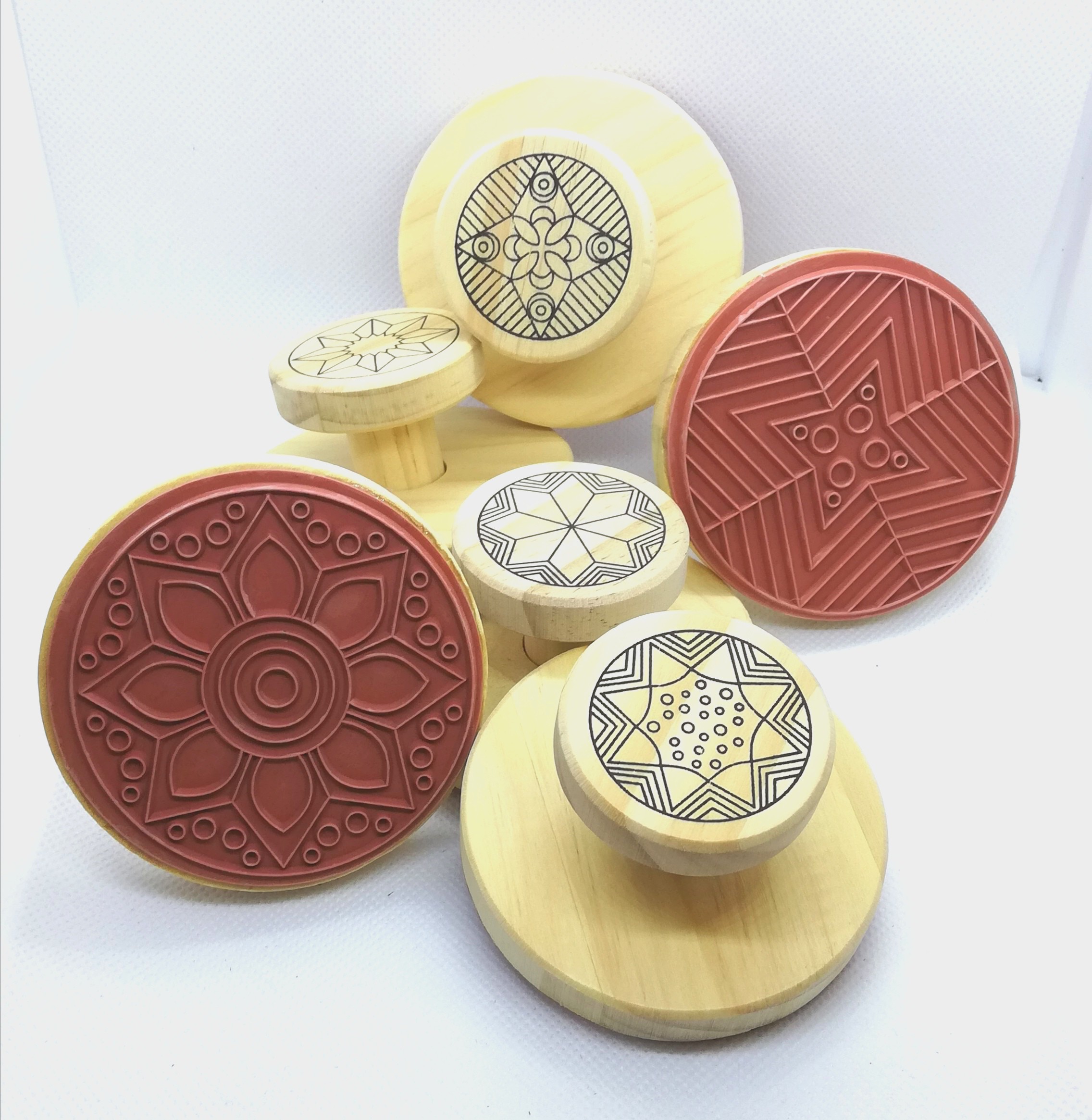 6 Segells de fusta Mandala