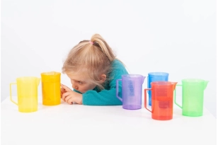 6 JARRAS DE COLOR TRASLÚCIDO