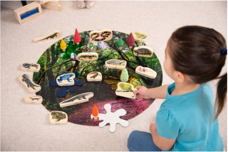 Bloques de réptiles y anfibios de madera- 15 piezas