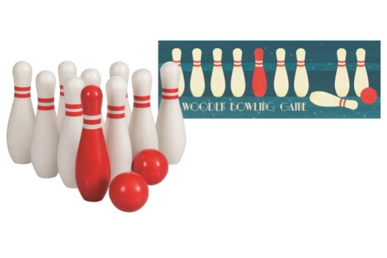 Joc de bitlles de fusta Retro