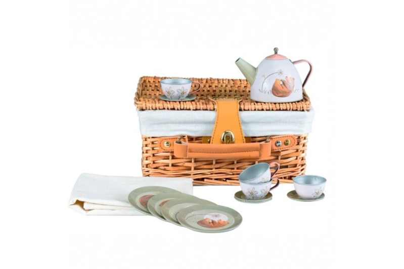 Cistella de vímet amb joc de te bosc