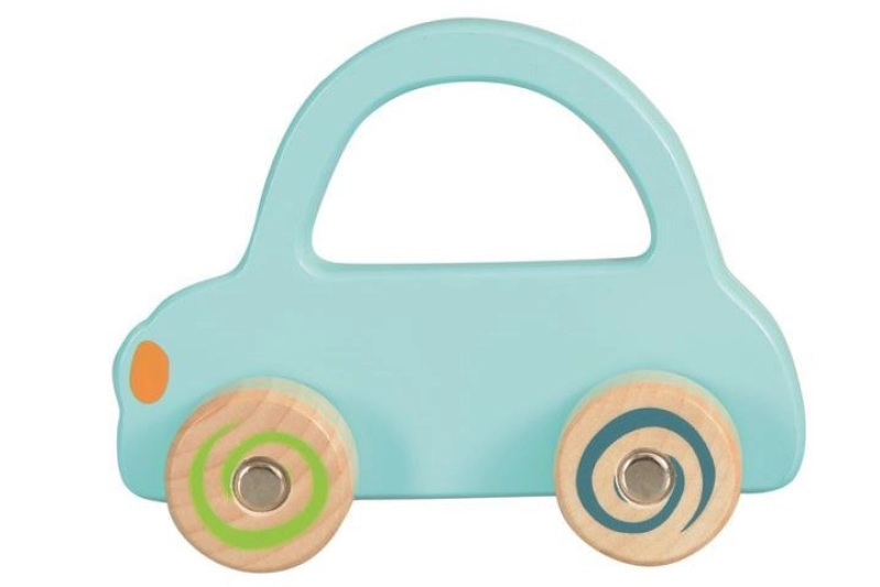 Cotxe de fusta amb rodes d'espiral