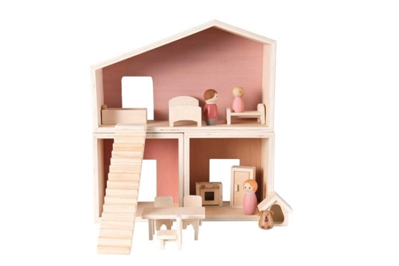 Casa de muñecos y muñecas de madera