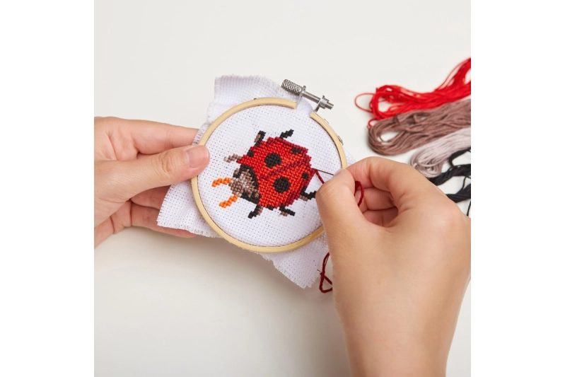 Pequeño bastidor de brodado mariquita