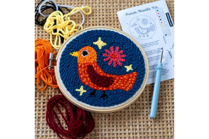 KIT para Bordar un Pájaro con Aguja Perforadora
