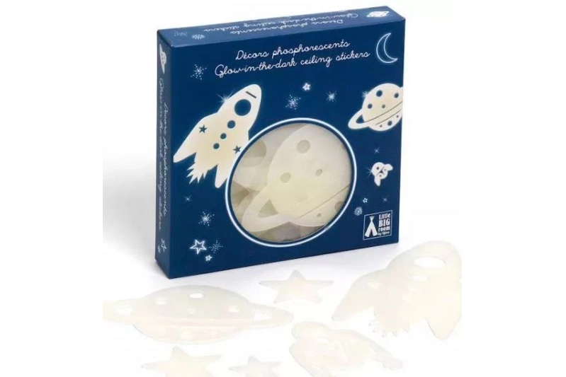 Fluorescente planeta y naves