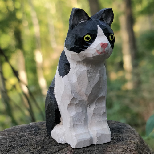 Gato blanco y negro de madera Wudimals