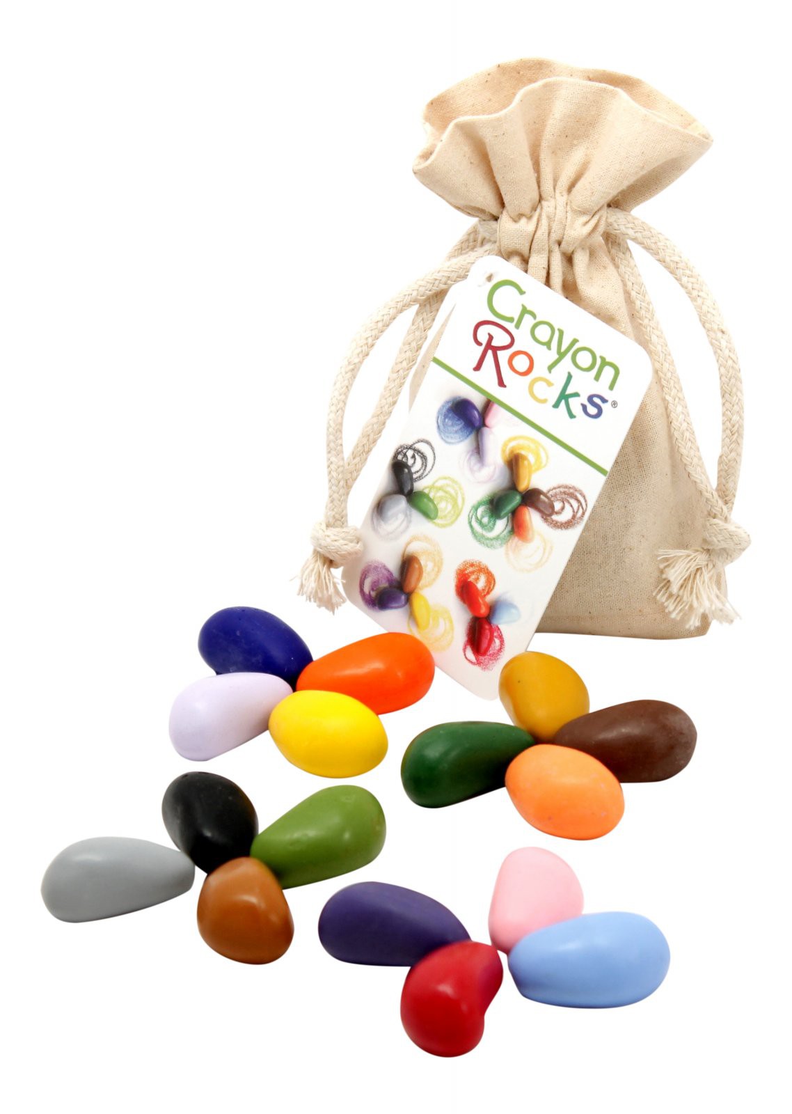 16 colors crayon rocks amb bossa de cotó