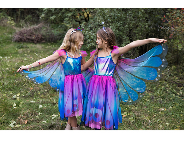 Disfraz Vestido de Mariposa con Alas Azul-Violeta, Talla 5-6