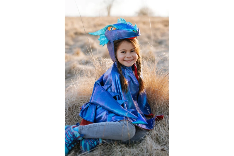 Disfressa de drac Azure metàl·lic 5-6anys