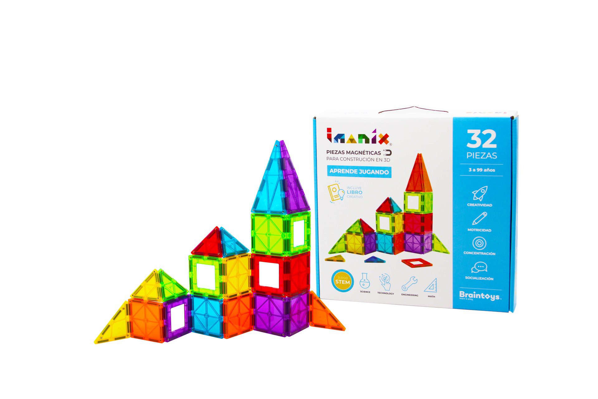 32 piezas magneticas Imanix de Braintoys