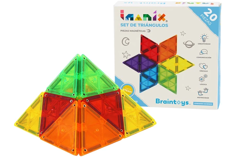 20 piezas magnéticas Triángulos Imanix de Braintoys