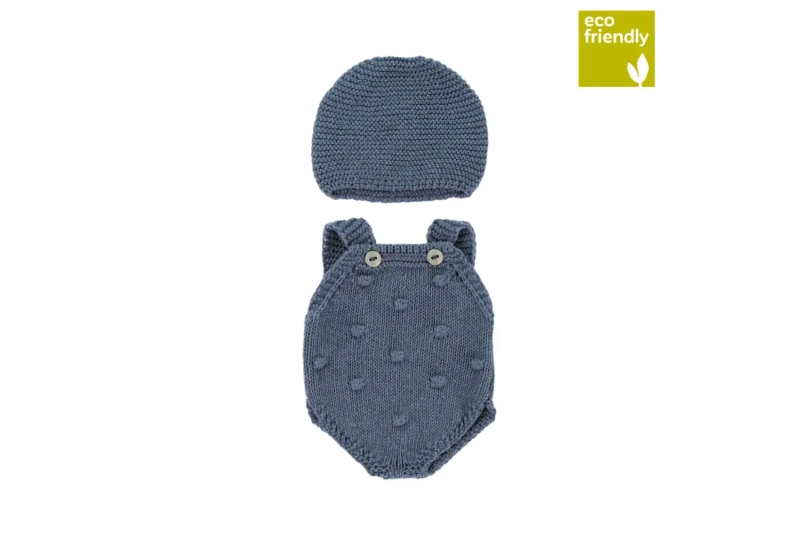 Conjunto de pelele y capota de punto 32cm