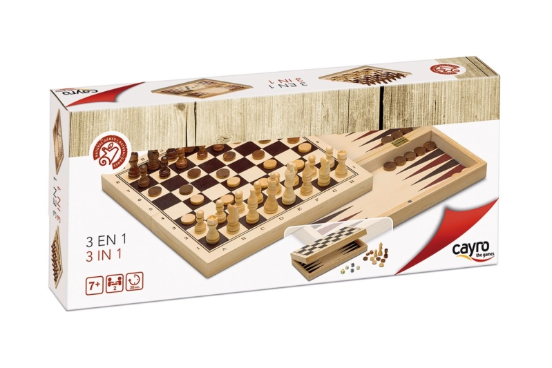 Ajedrez, Damas y Backgammon en tablero plegable