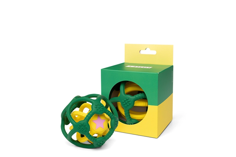 Pelota sensorial dos en uno Verde-Amarillo