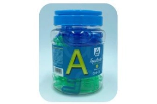 Topiludo bote 52 letras mayúsculas translúcidas