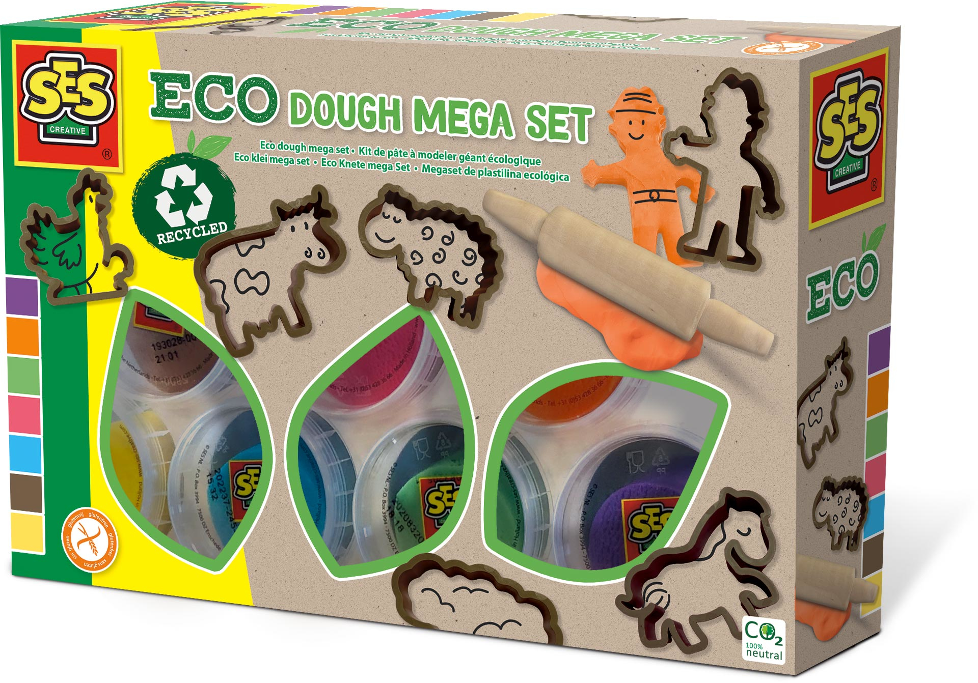 Plastilina Eco dough mega set (7x90gr con herramientas)