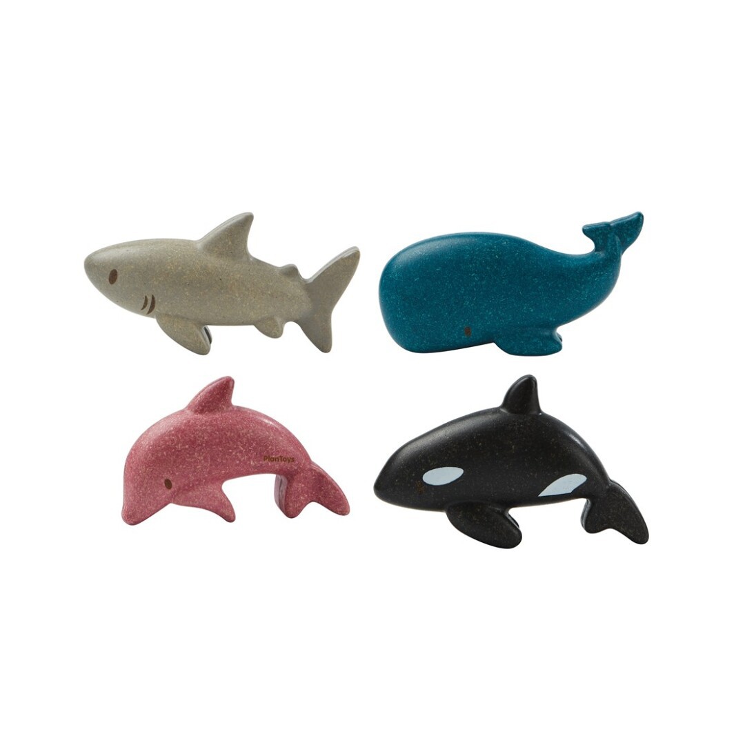 Set d'animals marins de fusta