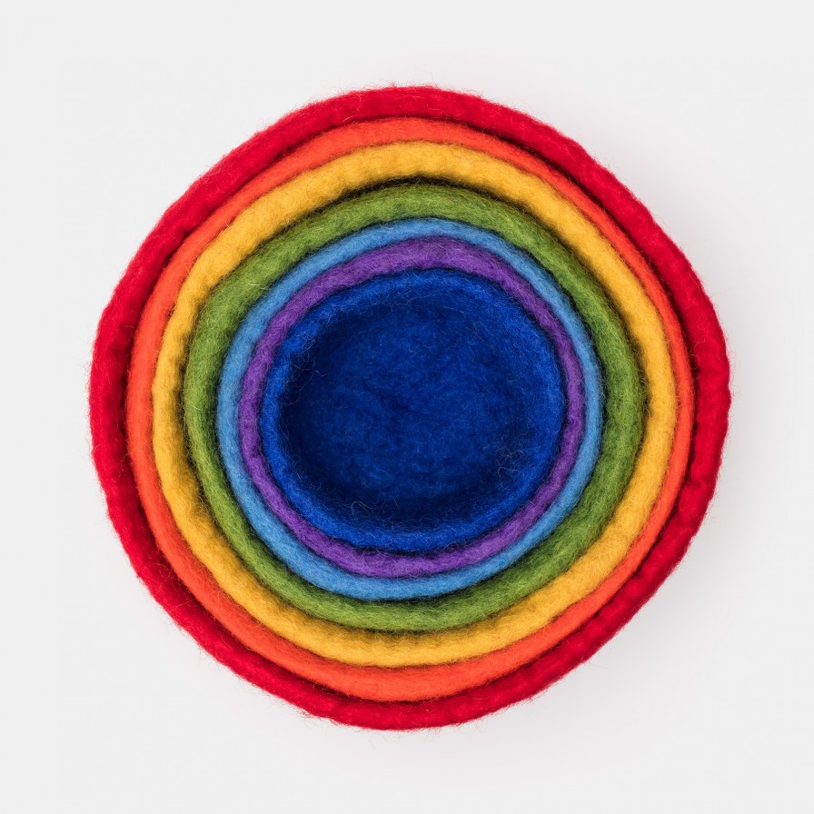 Conjunto cestas arco iris de fieltro