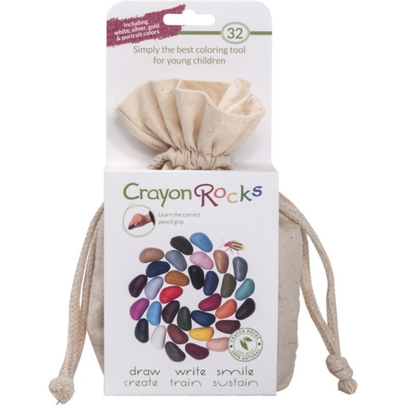 32 colors crayon rocks amb bossa de cotó