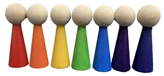 Nins de fusta pintats arc de Sant Martí 7pces