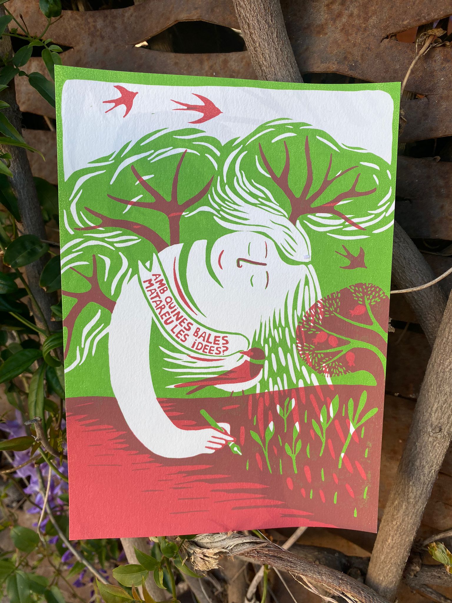 Làmina serigrafiada: "Amb quines bales matareu les