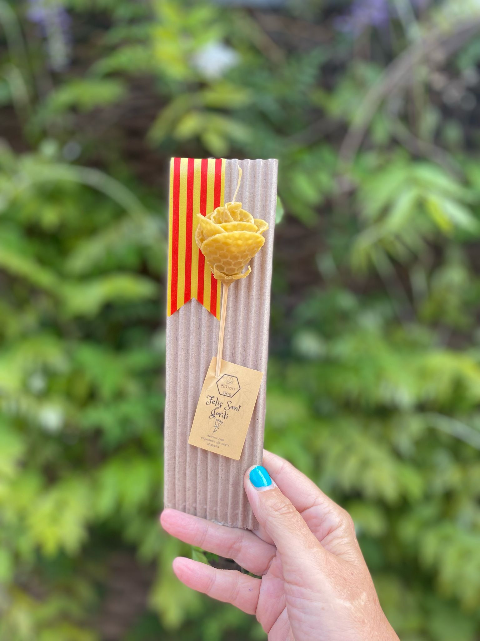 Espelma rosa laminades Sant Jordi